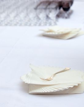 Napkins and fork on a table set