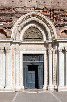 Entrance of St. Giovanni and Paolo Cathedral in Venice