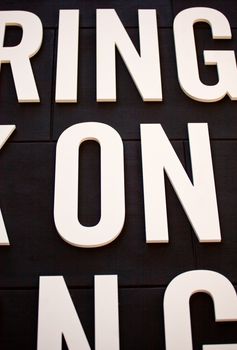 White letters on a black backgrounds