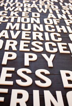 White letters on a black backgrounds