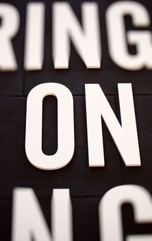 White letters on a black backgrounds