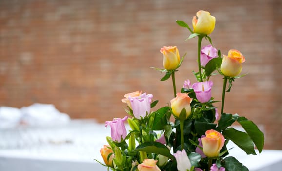 Bouquet of assorted multicolored roses