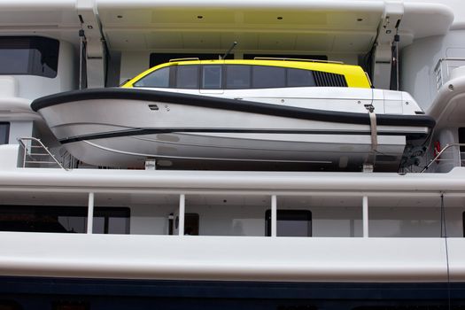 Lifeboat of the yacht in the lagoon of Venice