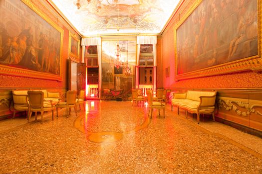 Interior of a old baroque house in Venice