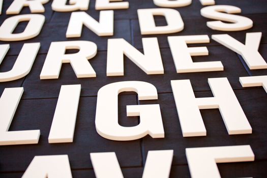 White letters on a black backgrounds