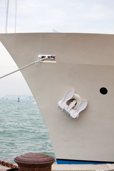 White yacht in the lagoon of Venice