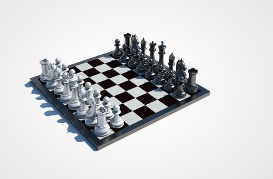 3d chessboard on white background