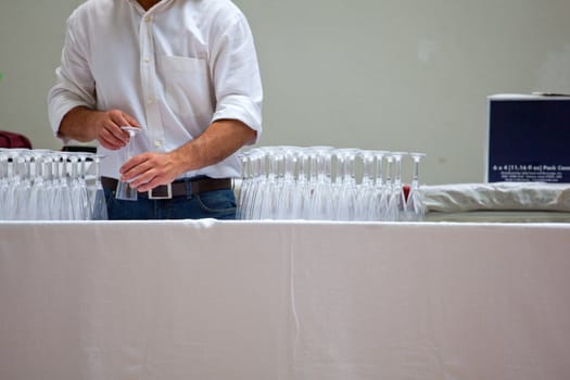 Glasses on the table ready for a party