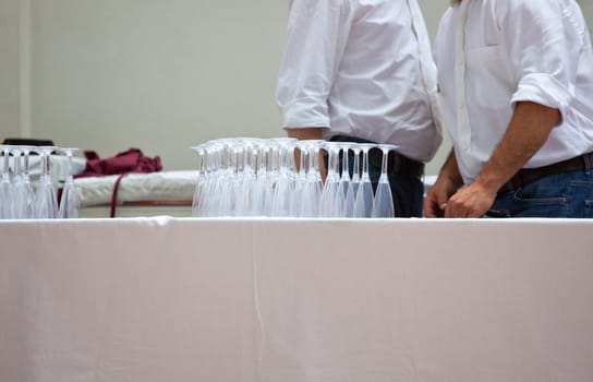 Glasses on the table ready for a party