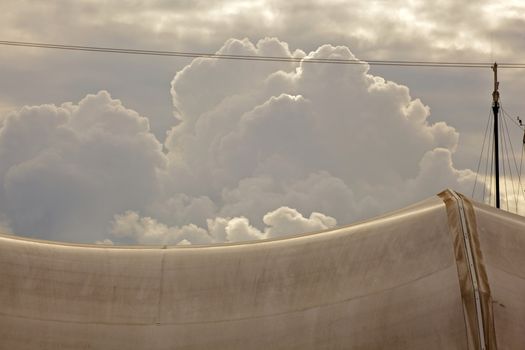 View of a white tent on the sky