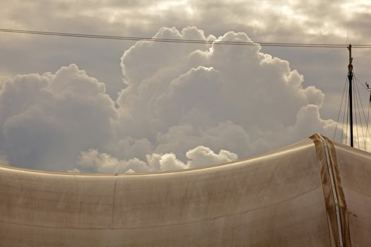 View of a white tent on the sky