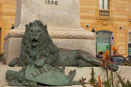 View of Bronze lion, Trapani
