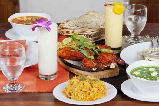 Indian Food Chicken Tandori and lassi