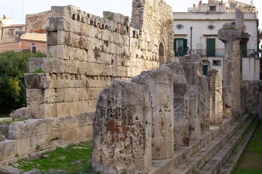 View of Apollo temple, Syracuse - Italy