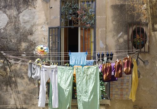 Drying laundry out of the balcony