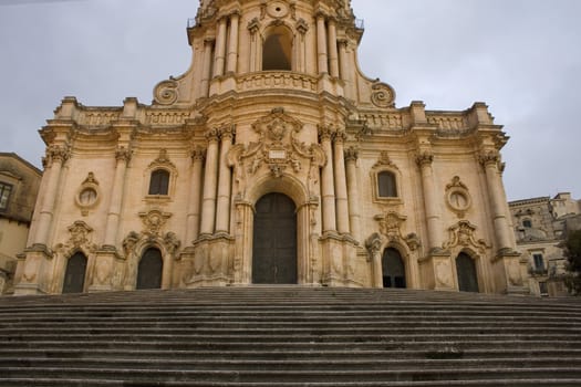 Staircase of the baroque St. Peter cathedral, Modica - Sicily