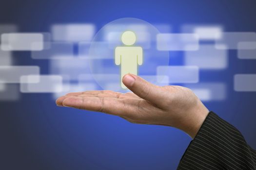 Hand Hold Person using as Life Insurance and Business Risk Concept