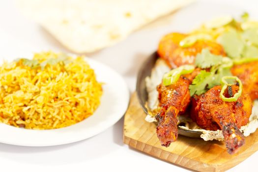 Indian Food Chicken Tandori and lassi