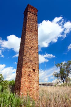 Remains of an old brick tower at Keepataw Forest Preserve of Illinos.