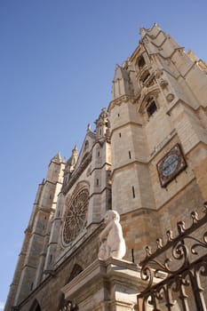 View of Leon cathedral, Spain