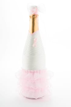 Bride. Champagne wedding bottle isolated on white