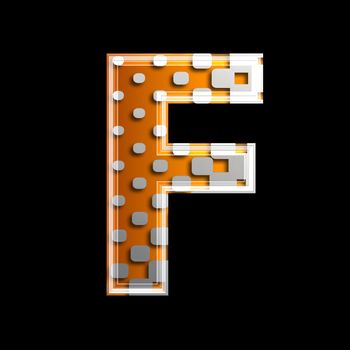 halftone 3d letter isolated on black background - F