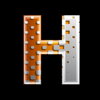 halftone 3d letter isolated on black background - H
