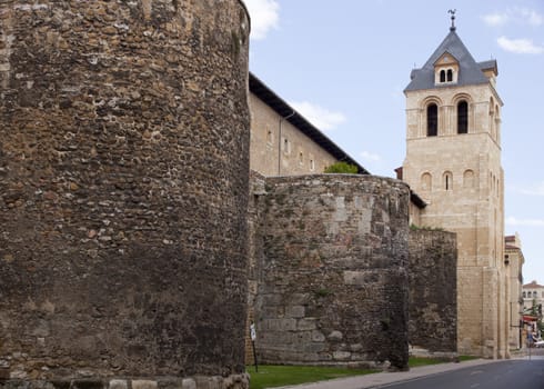 Walls of the fortress city of Leon, Spain