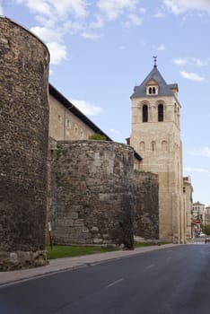 Walls of the fortress city of Leon, Spain