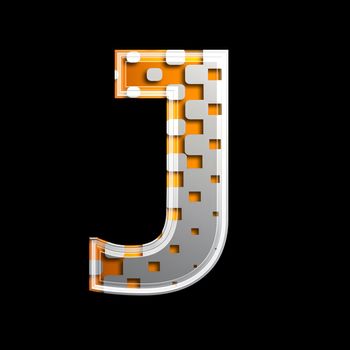 halftone 3d letter isolated on black background - J