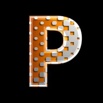 halftone 3d letter isolated on black background - P