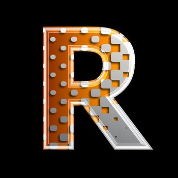 halftone 3d letter isolated on black background - R