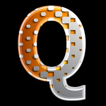 halftone 3d letter isolated on black background - Q