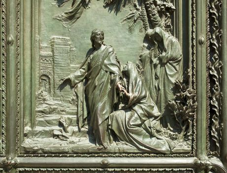 Jesus, Relief on Milan cathedral door - Italy