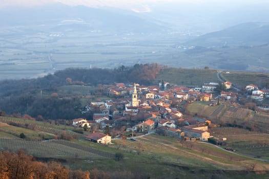 View of Goce, Little village in the Slovenian countryside