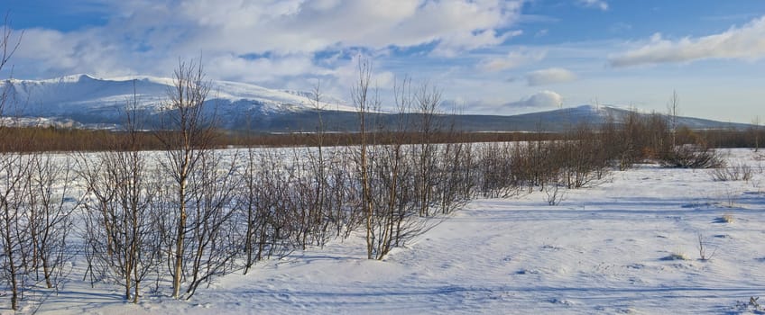 Panorama of foothills of Hibiny mountains (North of Russia) in october