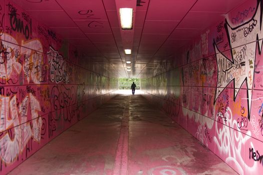 Graffiti in the pink tunnel