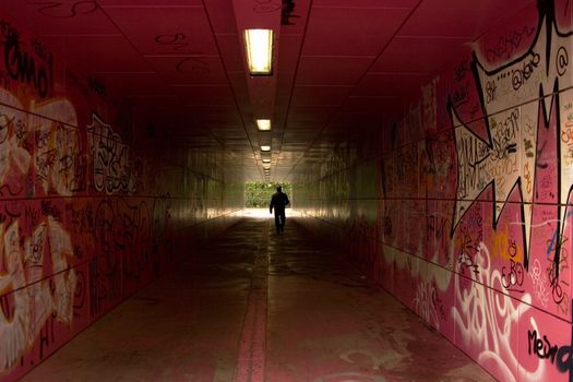 Graffiti in the pink tunnel
