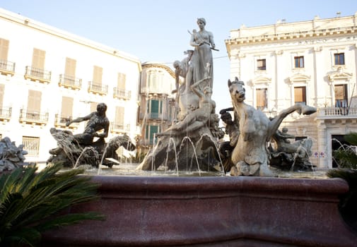 Artemide fountain in Syracuse - Sicily, Italy