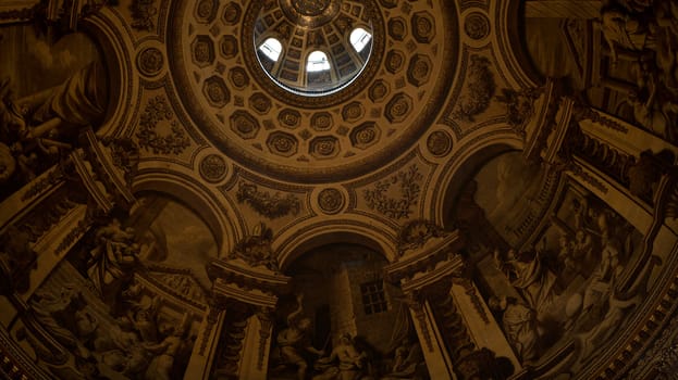 Church Interior with ancient fresco and paintings in the Interior of the Dome of St Paul's London, United Kingdom