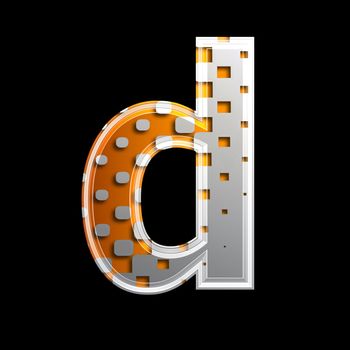 halftone 3d letter isolated on black background - D