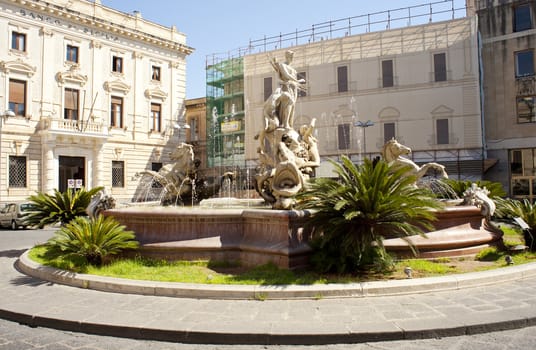 Artemide fountain in Syracuse - Sicily, Italy