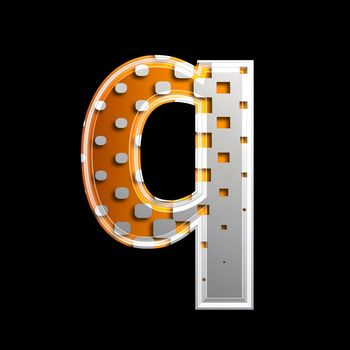 halftone 3d letter isolated on black background - Q