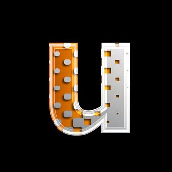 halftone 3d letter isolated on black background - U