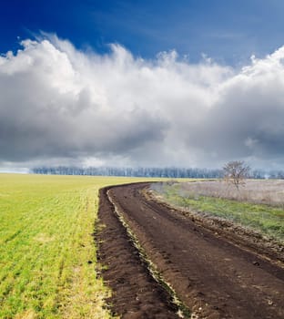 dirty road to cloudy horizon