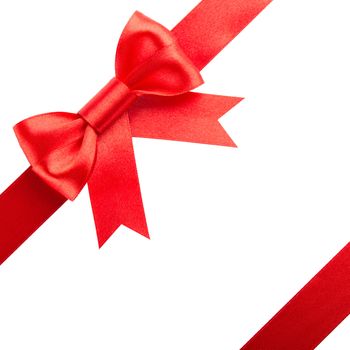Red bow and ribbons isolated on white background