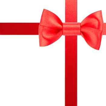 Red bow and ribbons isolated on white background