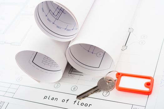 Key and several Rolls of Blueprints .