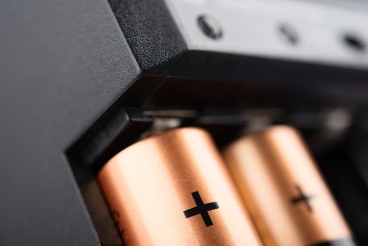 Batteries charging . Close up view .