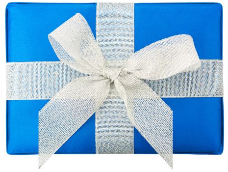 Blue gift box isolated on white background